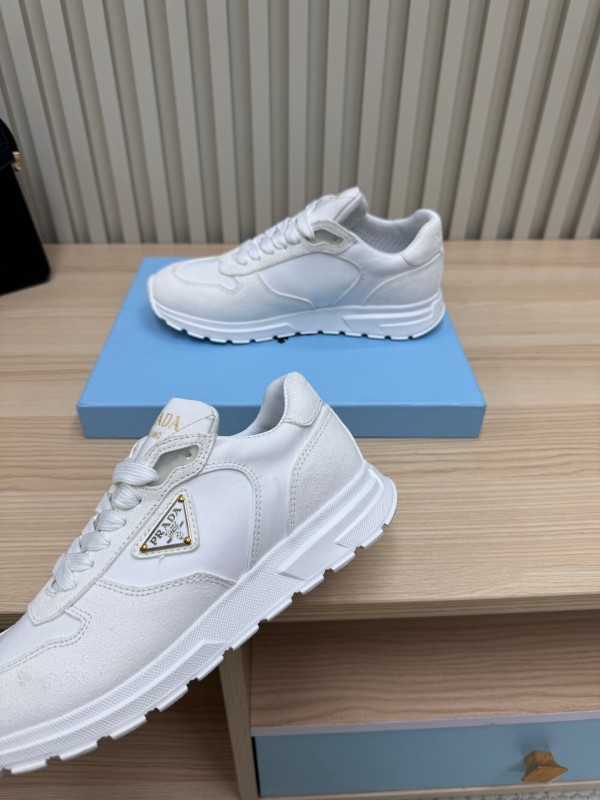 2025 Women Prada White Leather Sneakers