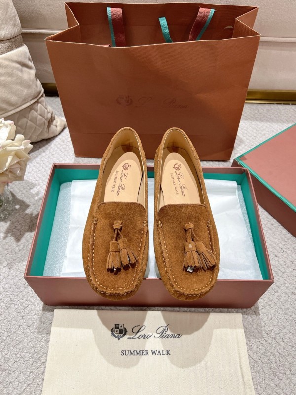 2025 Women LP Brown Suede Loafers Tassel LY00291