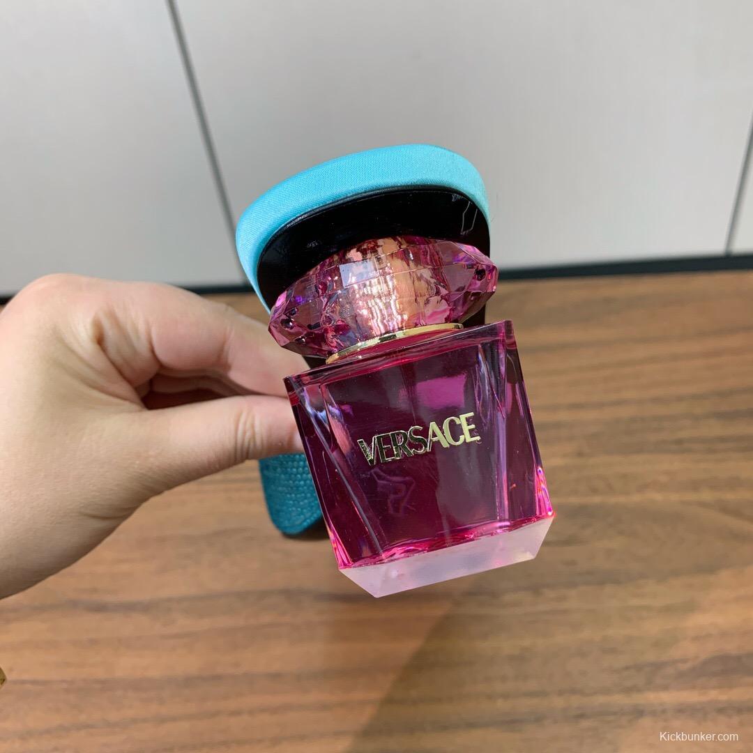 2025 Women VERSACE Blue Leather Slippers