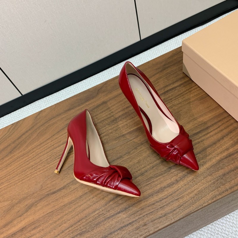 2025 Women Gianvito Rossi Red Calf Leather Pumps KFY00300