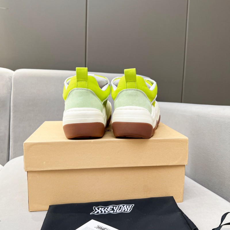 2025 Women HEYDAY Yellow White Green Canvas Leather Wave Bread Sneakers KFY00260