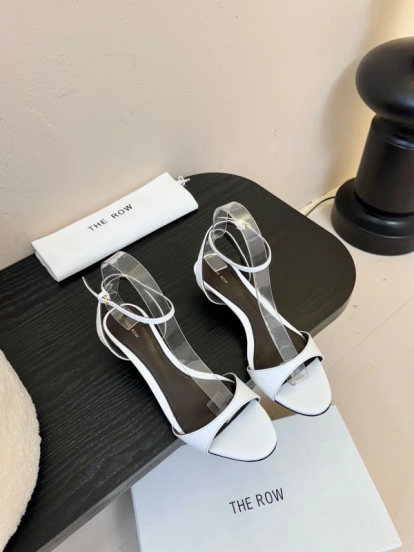 2025 Women The Row White Leather Sandals