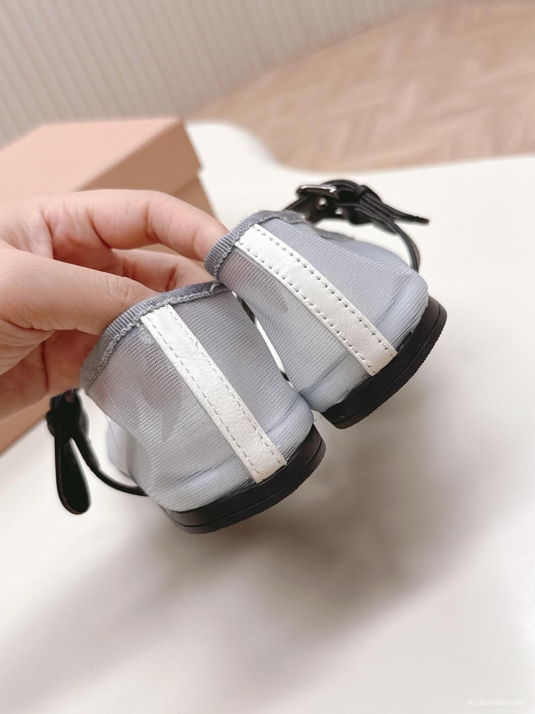 2025 Women Miu Miu White Black Mesh Leather Ballet Flats LY00230