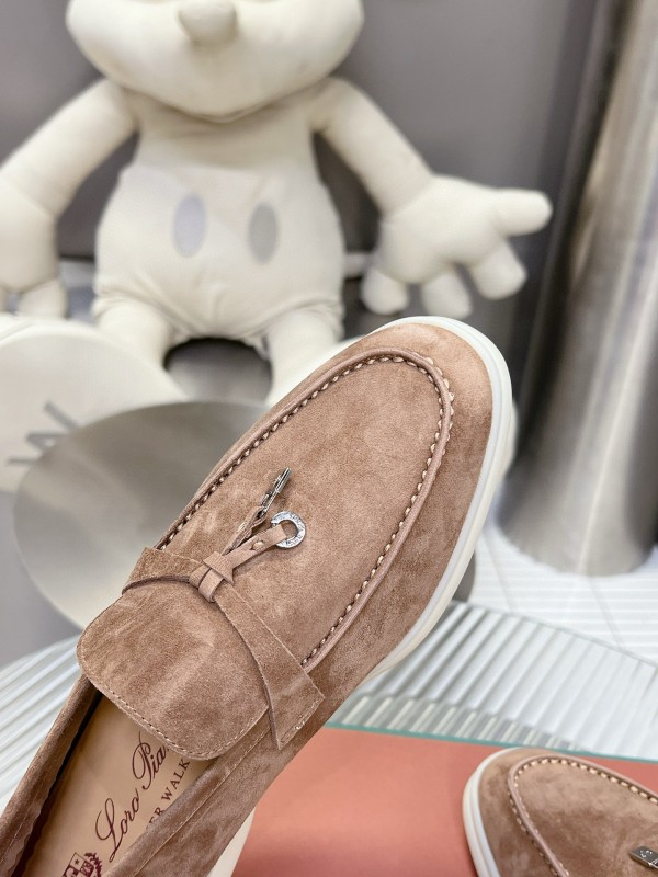 2024 Men Loro Piana Brown Suede Loafers MJ00270