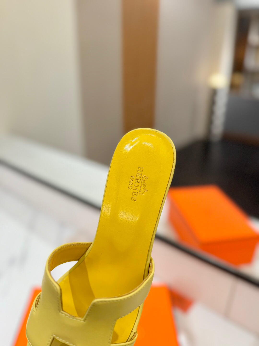 2025 Women Hermès Yellow Leather Sandal