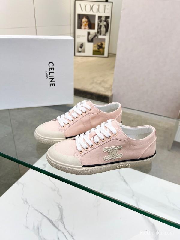 2025 Women Celine Pink Canvas Sneakers LY00210