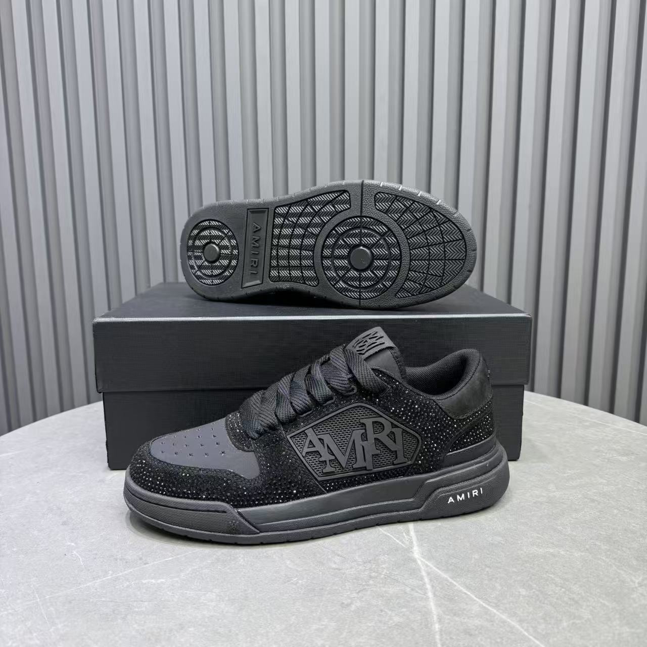 2025 Men Amiri Black Leather Sneakers MJ00360