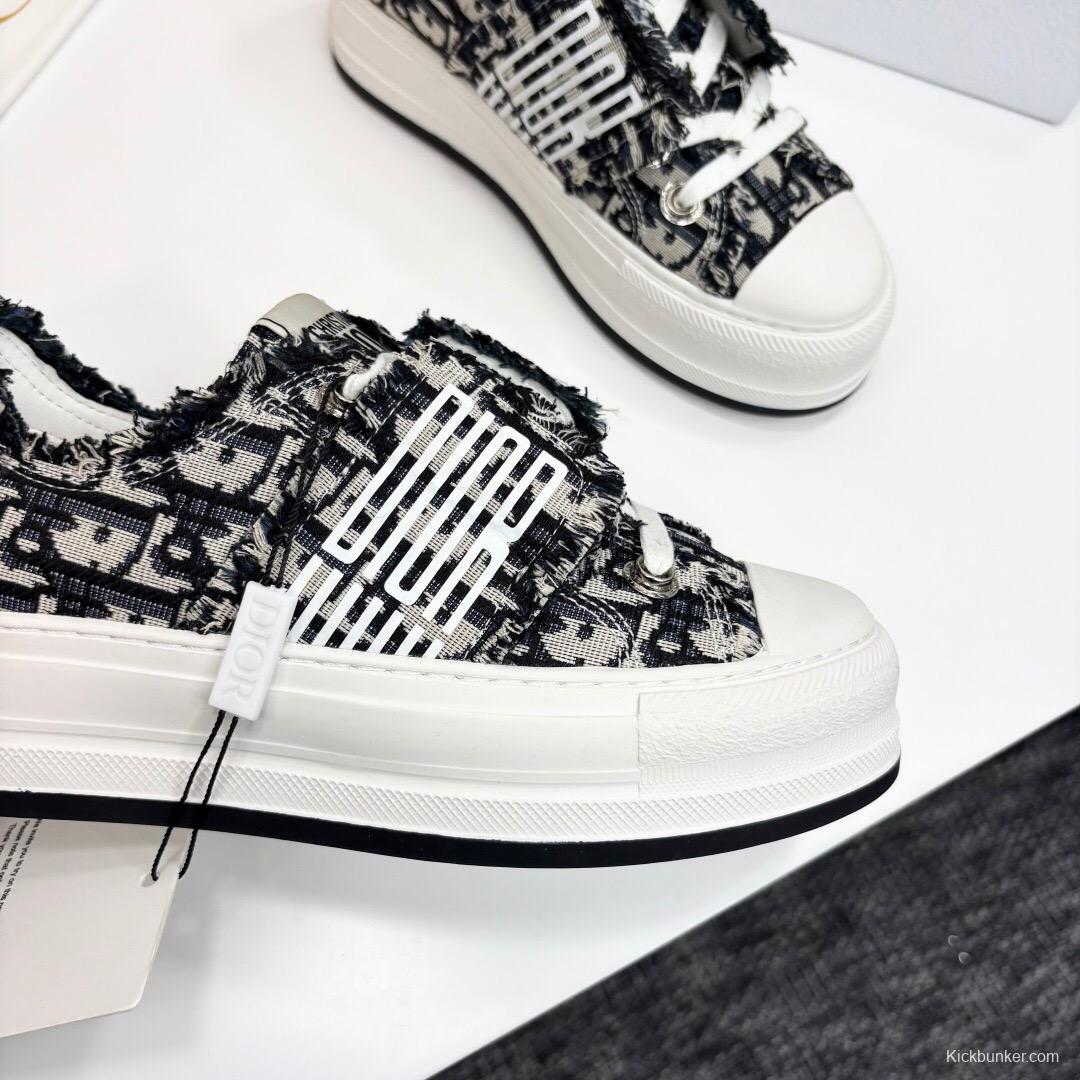 2025 Women Dior Black Grey Canvas Casual Sneaker LY00300