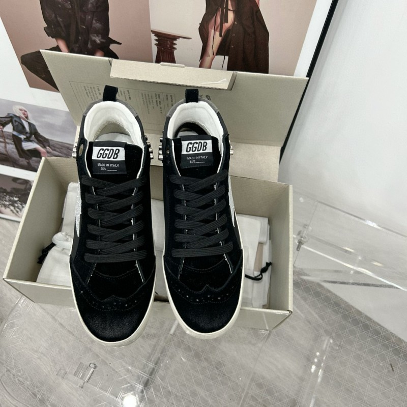2024 Unisex GGDB Black Silver Suede Leather High Top Sneakers MJ00300
