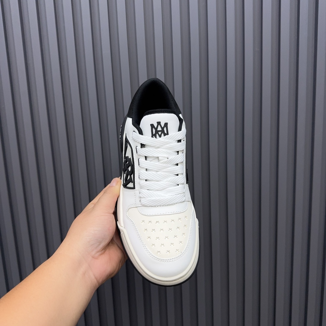 2025 Unisex Amiri White Black Leather Sneakers MJ00360