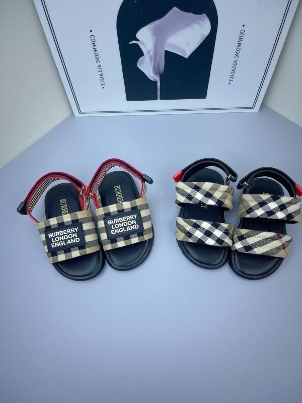 2025 Kids Burberry Beige Black Check Cotton Sandals