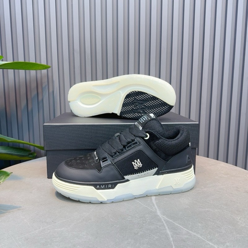 2024 Unisex Amiri Black Mesh Leather Sneakers MJ00360