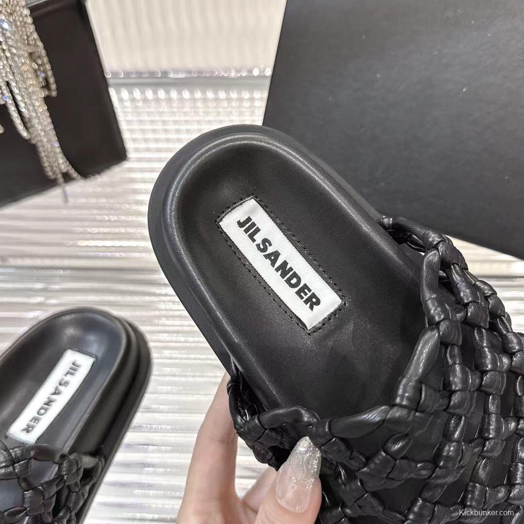 2025 Slippers Jil Sander Black Leather Braided