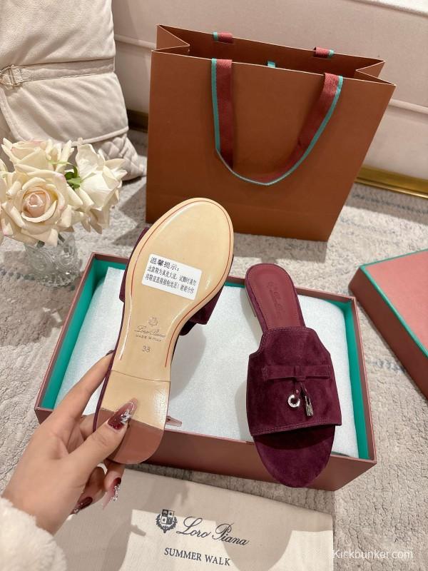 2025 Slippers LP Bloodred Suede Slippers