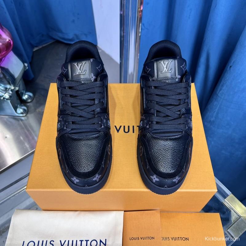 2025 Unisex Louis Vuitton Black Grey Leather Trainer