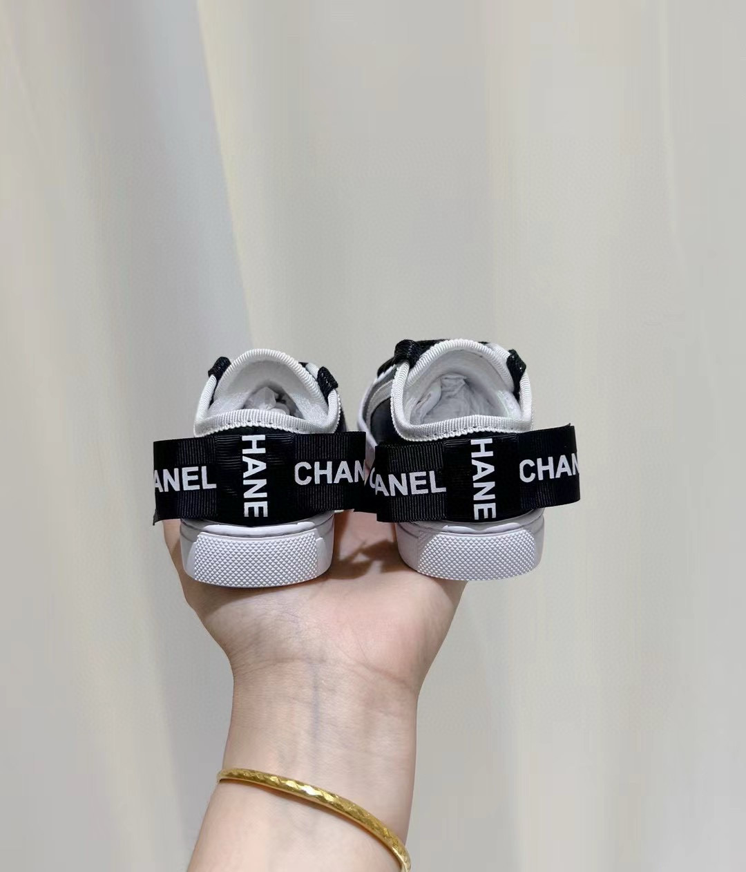 2024 Kids CHANEL White Black Canvas Casual Shoes