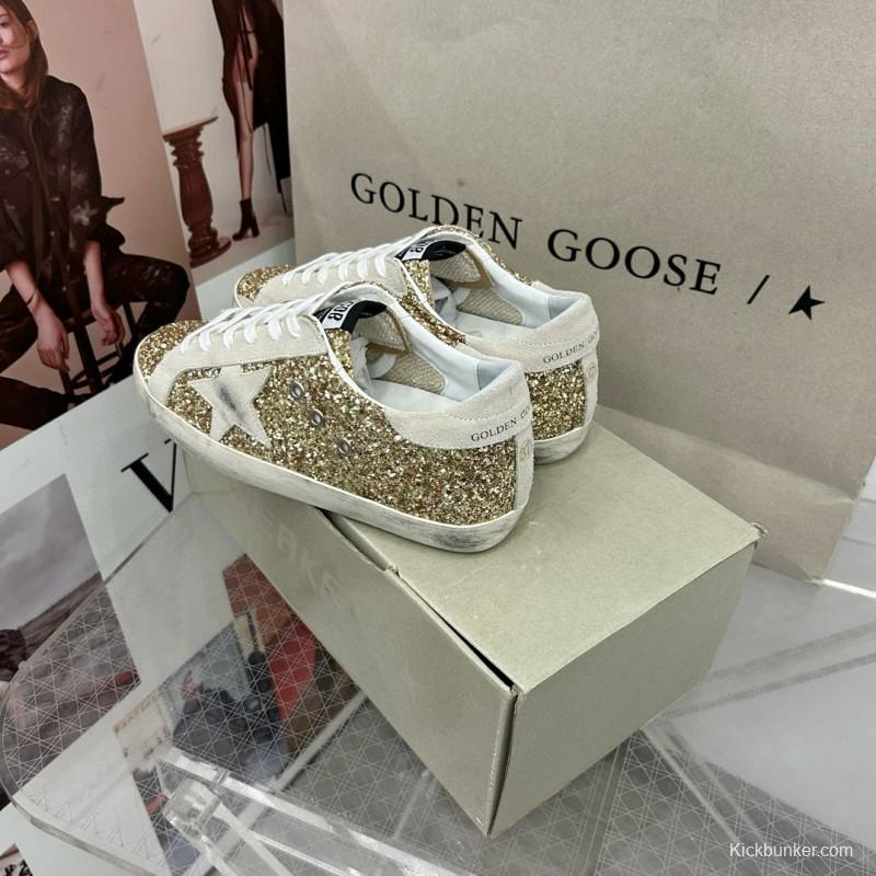 2025 Women GGDB Gold Glitter Leather Sneakers MJ00260