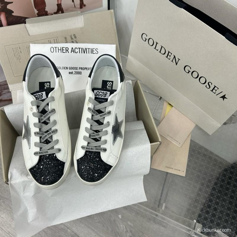 2025 Women GGDB White Black Glitter Leather Sneakers