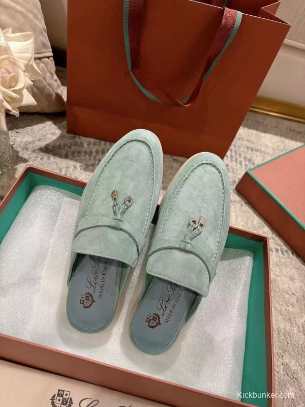 2025 Women LP Mint Green Suede Loafers LY00430F