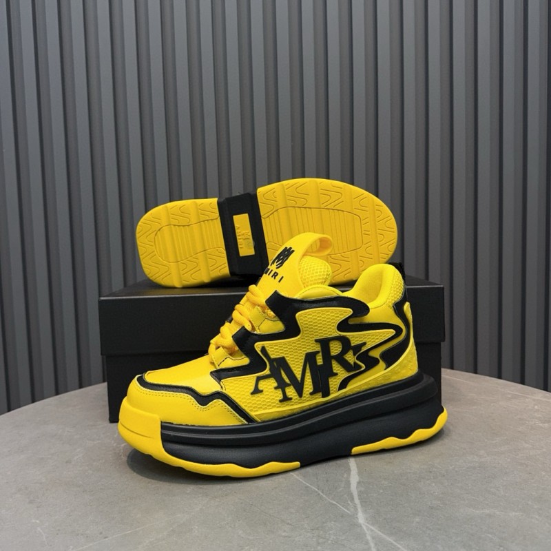 2024 Unisex Amiri Yellow Black Leather Sneakers MJ00410