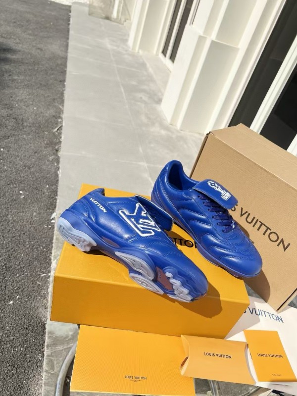 2025 Unisex Louis Vuitton Blue Leather Sneakers MJ00380(F/M)