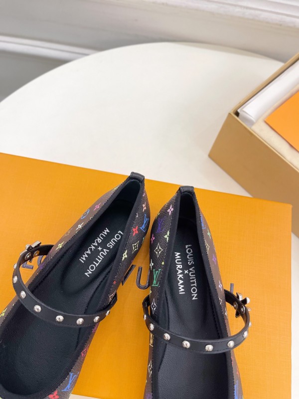 2025 Women Louis Vuitton Multicolor Leather Ballet Flats KFY00300