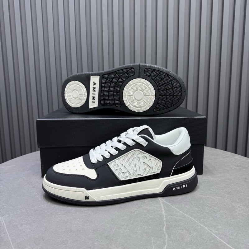 2025 Unisex Amiri Black White Leather Sneakers MJ00360
