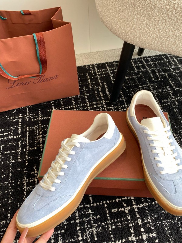 2024 Unisex Loro Piana Light Blue White Custom Leather Sneakers MJ00320