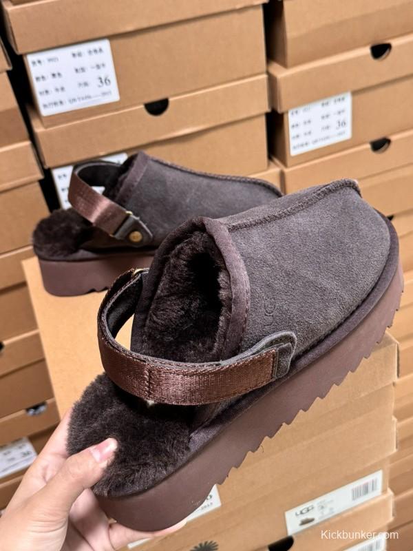 2024 UGG Walnut Brown Suede Slippers MJ00170