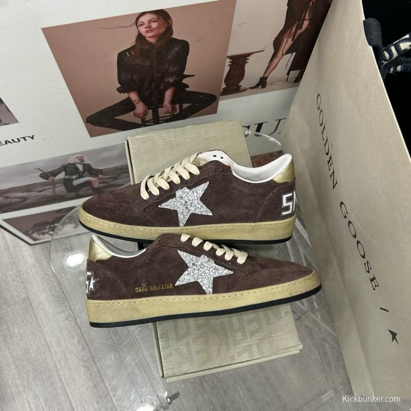 2024 Unisex GGDB Brown Silver Suede Leather Sneakers MJ00260