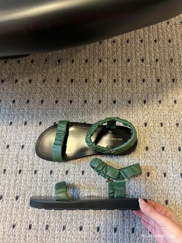 2025 Women The Row Green Leather Sandals
