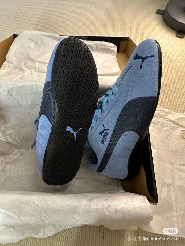 2025 Women Puma Light Blue Black Suede Casual Sneakers KFY00260