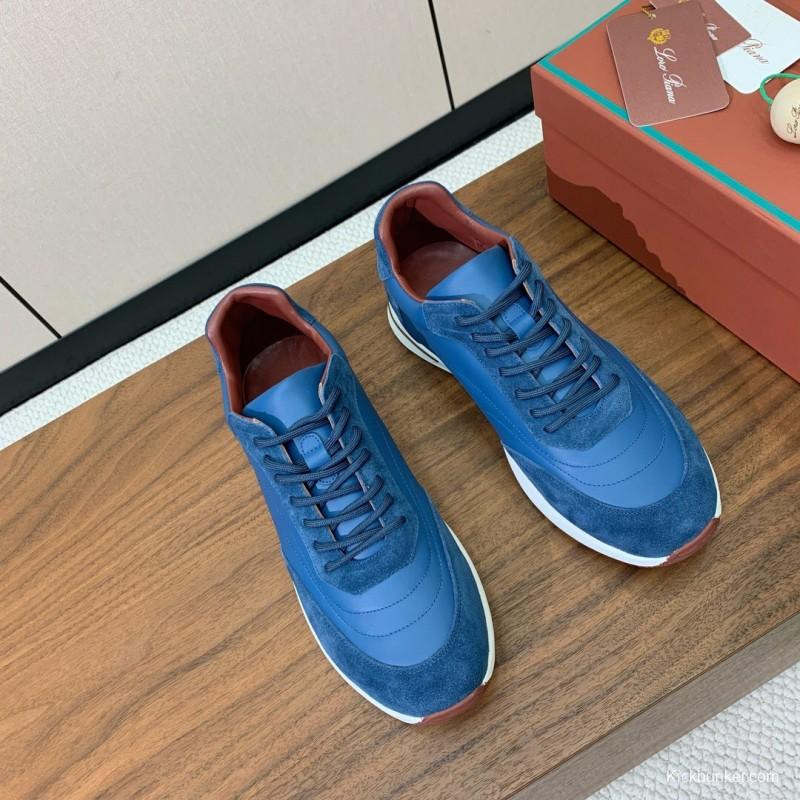 2025 Unisex Le Parmentier Blue Brown Suede Leather Sneakers LY