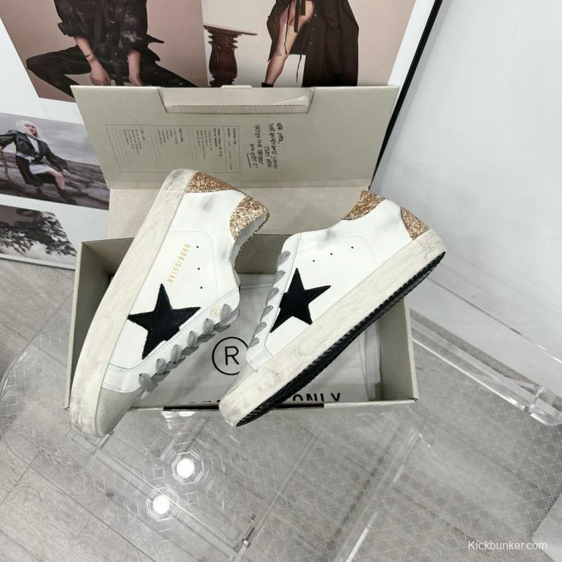 2025 Women GGDB White Black Glitter Leather Suede Sneakers