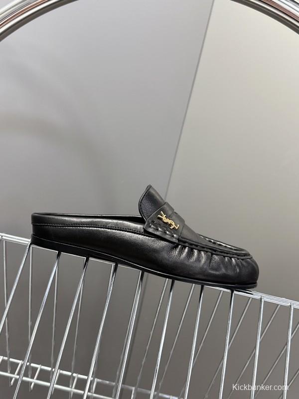 2025 Women Yves Saint Laurent Black Calfskin Loafer KFY00330