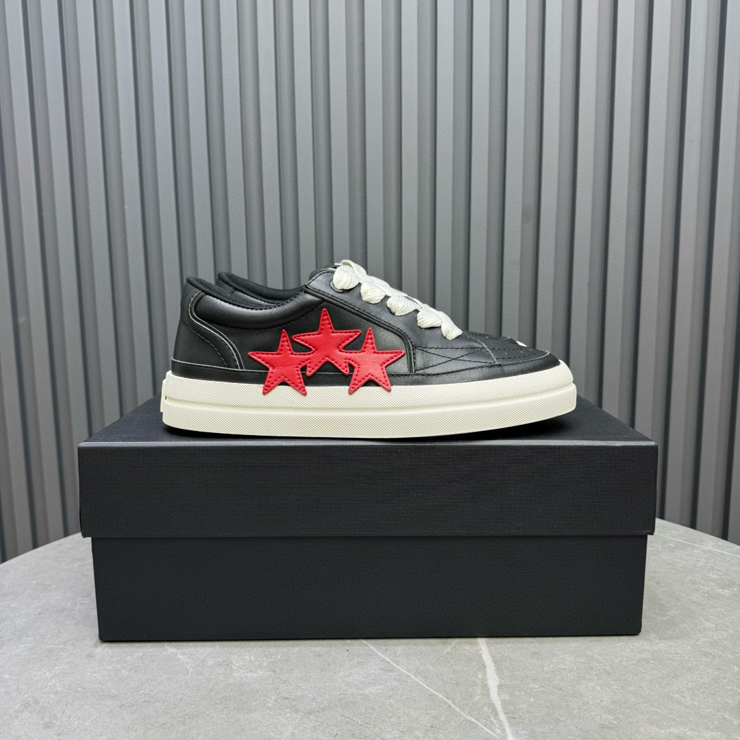 2024 Unisex Amiri Black Red Leather Sneakers MJ00300