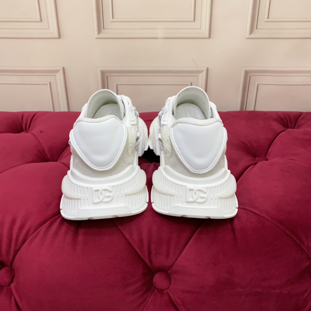2025 Women Dolce & Gabbana White Mesh Leather Sneakers LY00340