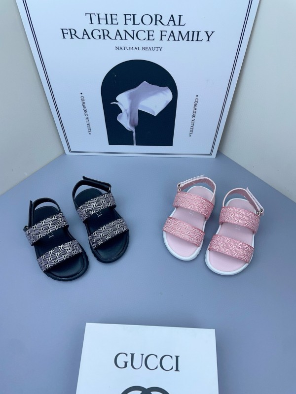 2025 Kids Gucci Black Pink Fabric Sandals