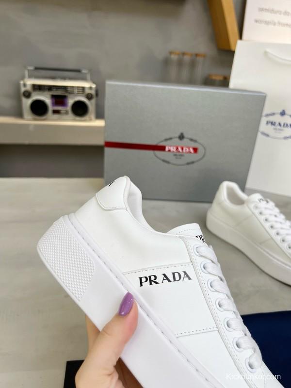 2024 Unisex Prada White Leather Sneakers MJ00310