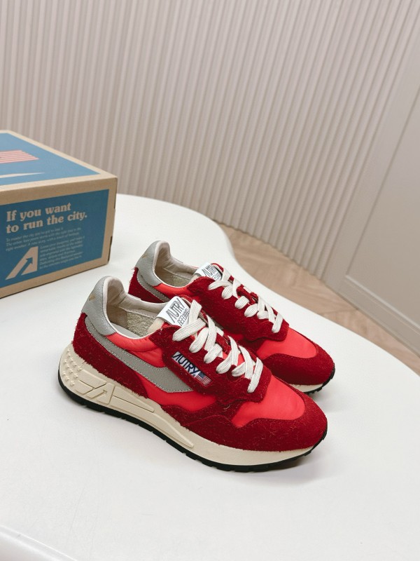 2024 Unisex Autry Red White Leather Mesh Sneakers MJ00330