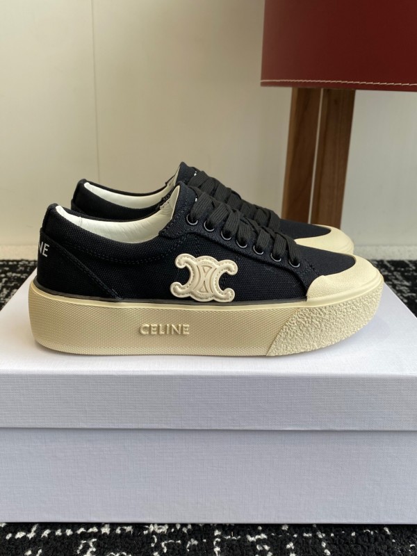 2025 Women Celine Black Canvas Sneakers CR-03