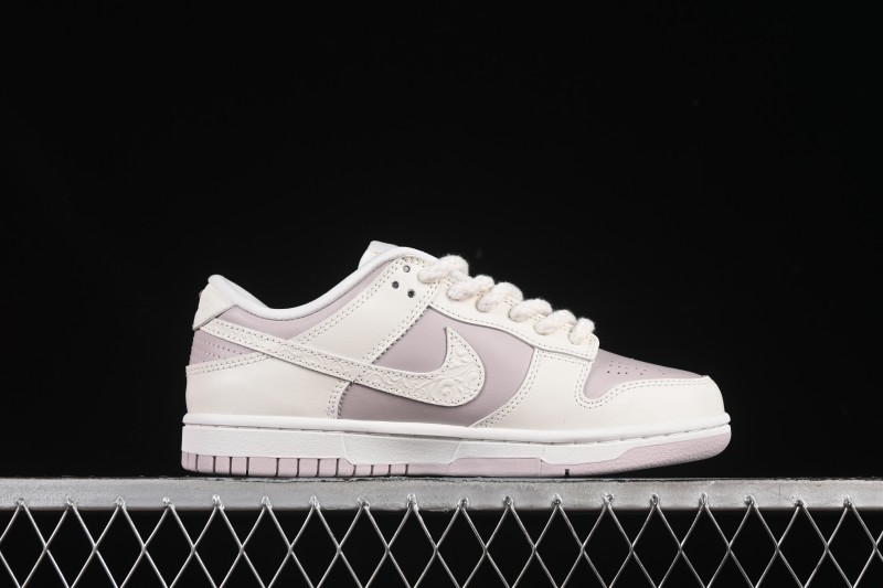 Nike SB Dunk Low White Light Purple Embossed Low-Top Casual Skate Shoes IH0639-011