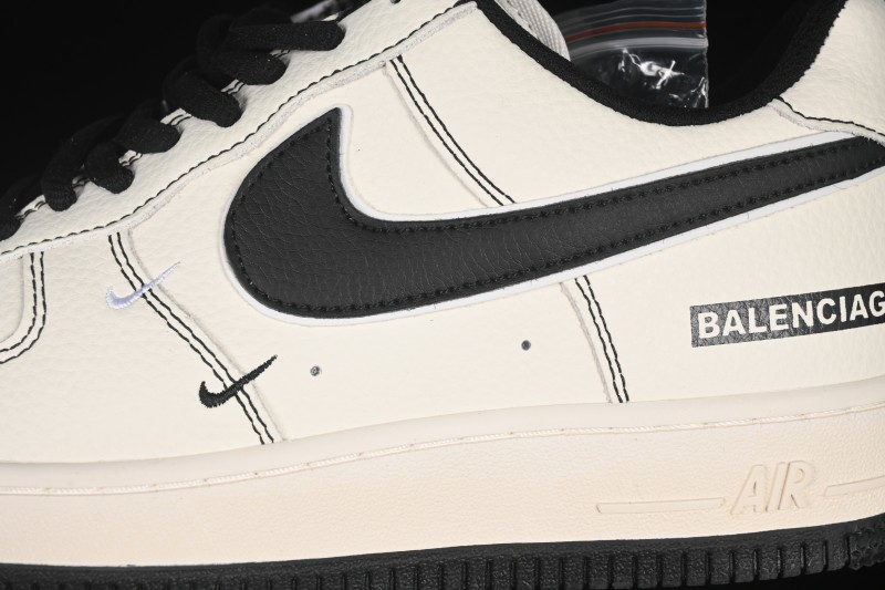 Nike Balenciaga Air Force 1'07 Low Collaboration Triple Swoosh Beige Black Casual Shoes - FR0538-090