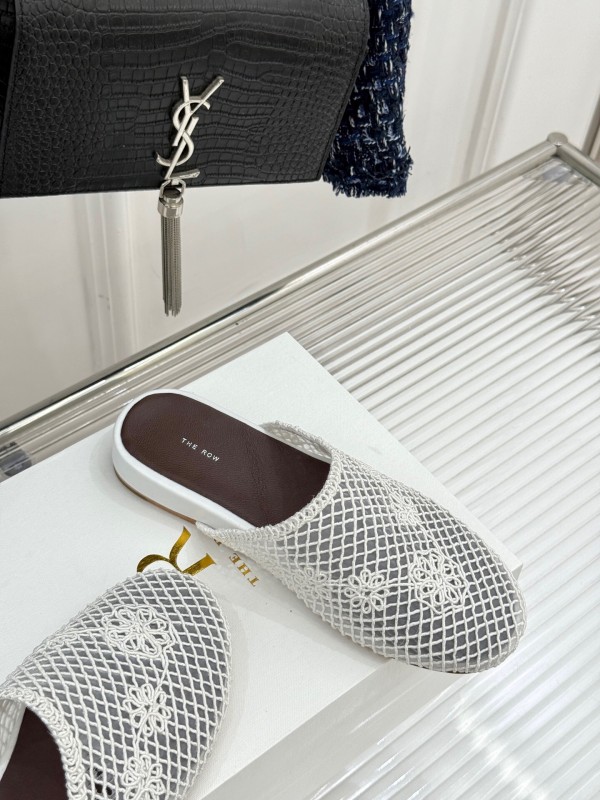 2025 Women Yves Saint Laurent White Mesh Slippers KFY00260