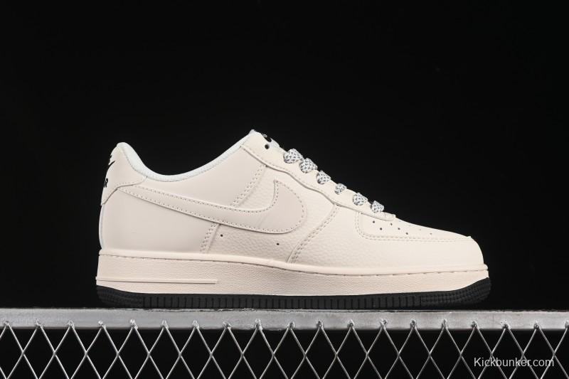 Nike Air Force 1'07 Low Casual Sneakers with Triple Black Swoosh - XX3168-183