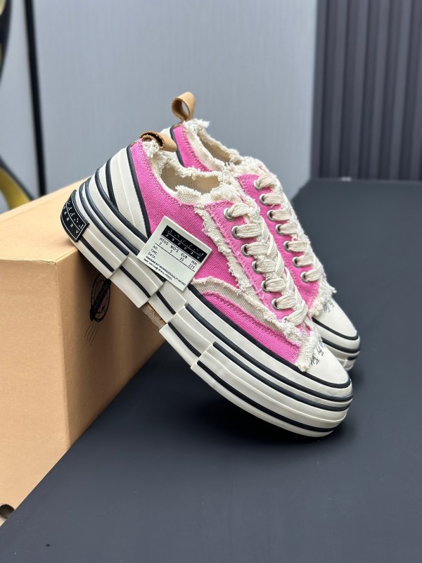 2025 Unisex XVESSEL Pink White Canvas Plimsolls Vulcanized AS00240