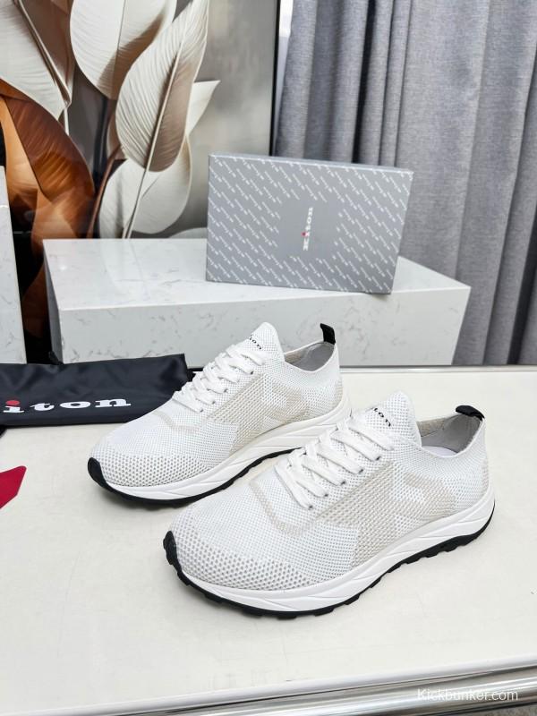 2025 Men Kiton White Beige Knit Sneakers Original MD Rubber Sole AS00320
