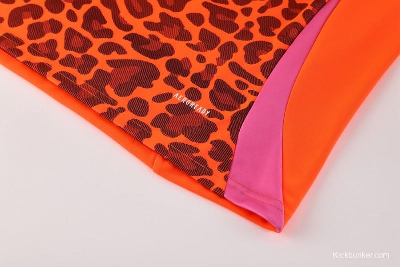 2025 Adidas Orange & Black with Leopard Print Pattern Half Zipper Jacket +Long Pants