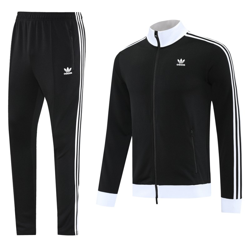 2025 Adidas Original Black Full Hoodie Zipper Jacket +Long Pants