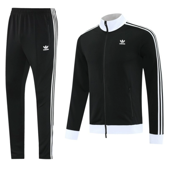 2025 Adidas Original Black Full Hoodie Zipper Jacket +Long Pants